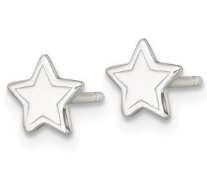 Sterling Silver Grooved Star Stud Earrings