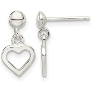 Sterling Silver Open Heart Dangle Earrings