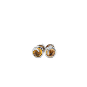 Sterling Silver Golden Sapphire Bezel Stud Earrings