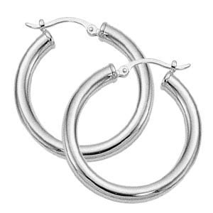 Sterling Silver Medium Tube Hoop Earrings