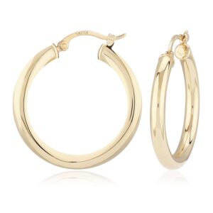 Sterling Silver Yellow Gold Vermeil 3x25mm Hoop Earrings