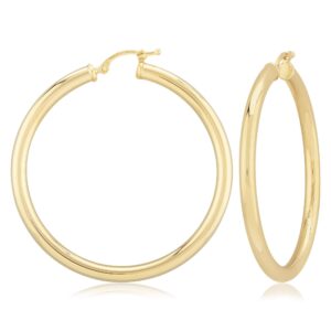 Sterling Silver Yellow Gold Vermeil 3x40mm Hoop Earrings