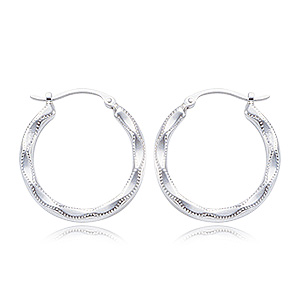Sterling Silver Embossed Hoop Earrings