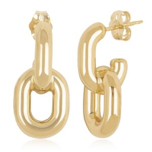 Sterling Silver Yellow Gold Vermeil Medium Link Earrings