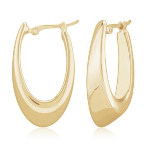 Sterling Silver Yellow Gold Vermeil Visor Hoop Earrings