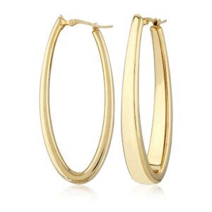 Sterling Silver Yellow Gold Vermeil Large Oblong Hoop Earrings