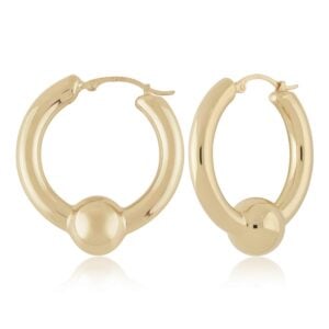 Sterling Silver Yellow Gold Vermeil Ball Hoop Earrings