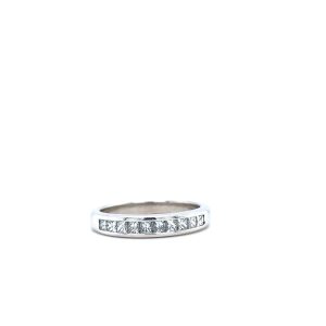 Estate Piece: 18k White Gold Diamond Princess Cut Channel Band