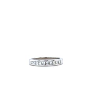 Estate Piece: 18k White Gold Diamond Princess Cut Channel Band
