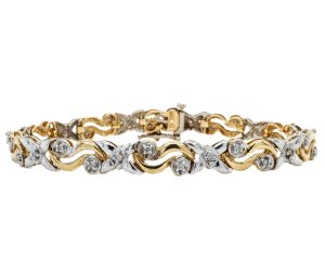 Estate Piece: 10k Two Tone Gold Diamond Bracelet