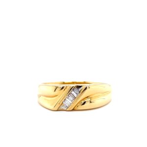Estate Piece: 14k Yellow Gold Diamond Baguette Men's Ring