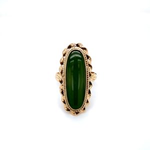 Estate Piece: 10k Yellow Gold Green Stone Ring