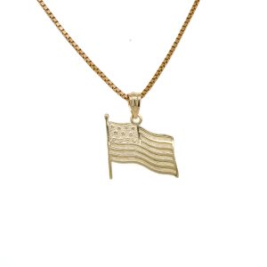 Estate Piece: 14k Yellow Gold American Flag Charm