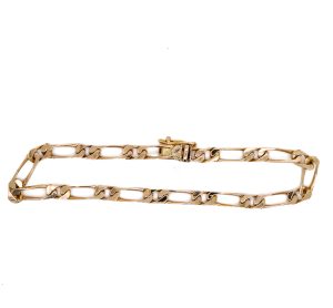 Estate Piece: 14k Yellow Gold Flat Figaro Chain Bracelet