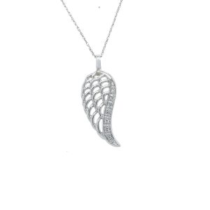 Estate Piece: 14k White Gold Diamond Wing Pendant