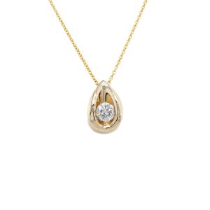 Estate Piece: 14k Yellow Gold Diamond Pear Pendant