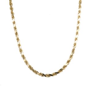 Estate Piece: 14k Yellow Gold 18 Inch Diamond-Cut Rope Chain