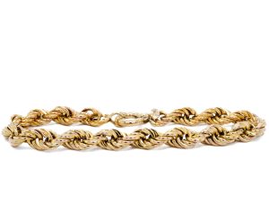 Estate Piece: 14k Yellow Gold Hollow Rope Chain Bracelet