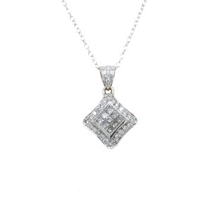 Estate Piece: 14k White Gold Diamond Cluster Pendant