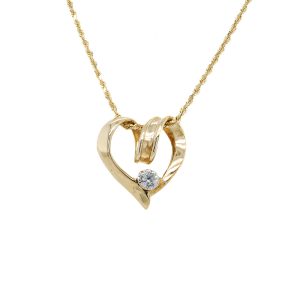 Estate Piece: 10k Yellow Gold Diamond Heart Slide Pendant
