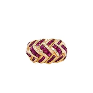 Estate Piece: 14k Yellow Gold Ruby Braid Ring