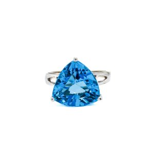 Estate Piece: 14k White Gold Blue Topaz Trillion Ring