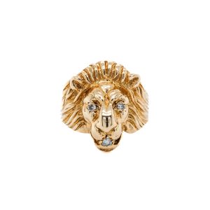 Estate Piece: 10k Yellow Gold Diamond Lion Ring