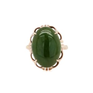 Estate Piece: 10k Yellow Gold Green Agate Ring