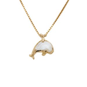 Estate Piece: 14k Yellow Gold Pearl Whale Pendant
