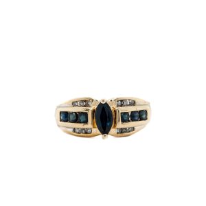 Estate Piece: 14k Yellow Gold Sapphire and Diamond Ring