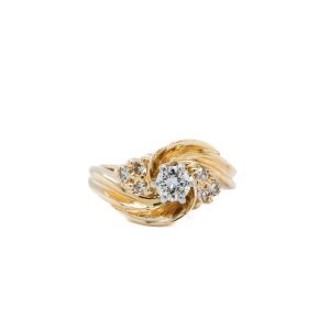 Estate Piece: 14k Yellow Gold Diamond Swirl Ring