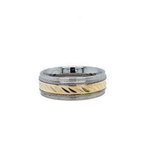 Estate Piece: 10k Yellow Gold and Stainless Steel Wedding Band