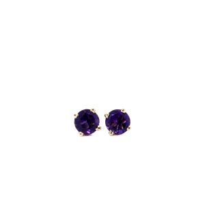 Estate Piece: 14k Yellow Gold 5mm Amethyst Stud Earrings