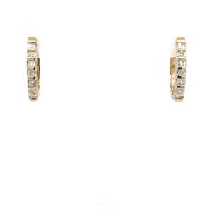 Estate Piece: 14k Yellow Gold Diamond Baguette Huggie Earrings