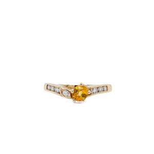 Estate Piece: 18k Yellow Gold Yellow Sapphire and Diamond Ring