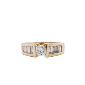 Estate Piece: 14k Yellow Gold Diamond Baguette Engagement Ring
