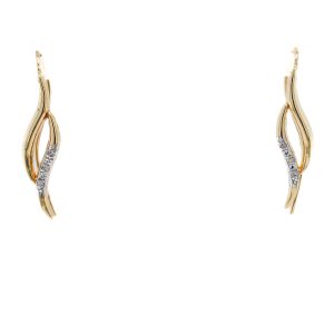 Estate Piece: 14k Two Tone Gold Diamond Double Swirl Ear Climbers