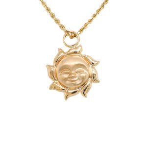 Estate Piece: 14k Yellow Gold Puffy Sun Charm