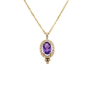 Estate Piece: 14k Yellow Gold Amethyst Pendant