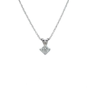 Estate Piece: 14k White Gold Princess Cut Diamond Solitaire Pendant