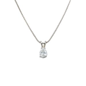 Estate Piece: 14k White Gold Pear Diamond Solitaire Pendant