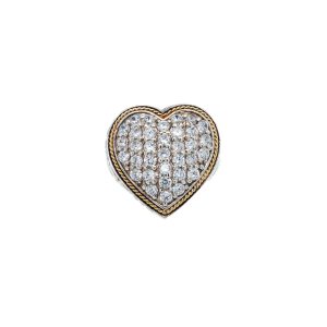 Estate Piece: Sterling Silver/18k Yellow Gold Cubic Zirconia Heart Ring