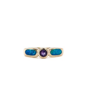 Estate Piece: 14k Yellow Gold Opal and Amethyst Ring