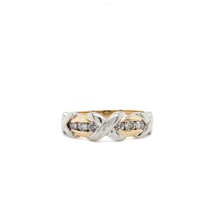 Estate Piece: 14k Two Tone Gold Diamond X Ring