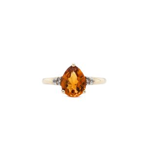 Estate Piece: 10k Yellow Gold Citrine and Diamond Ring