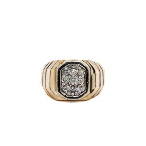 Estate Piece: 14k Two Tone Gold Diamond Octogon Cluster Ring
