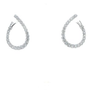 Estate Piece: 14k White Gold Diamond Twist Huggie Earrings