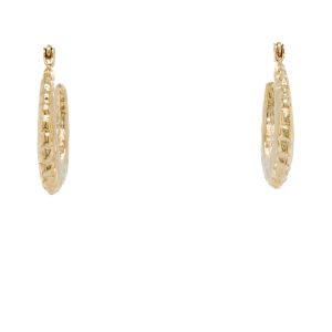 Estate Piece: 14k Yellow Gold Embossed Hoop Earrings