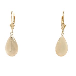 Estate Piece: 14k Yellow Gold Puff Pear Dangle Earrings