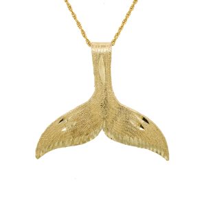 Estate Piece: 14k Yellow Gold Large Mermaid Tail Pendant